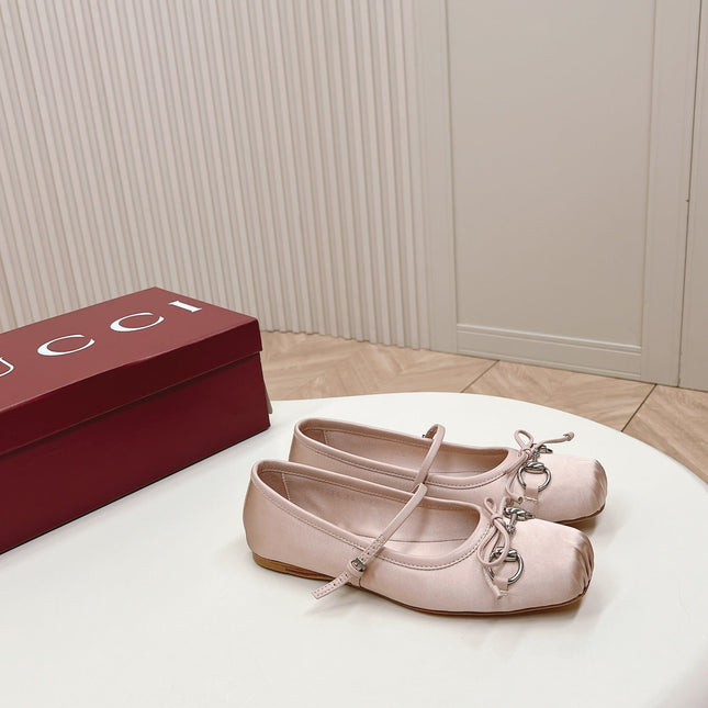 GG BALLET FLAT PASTEL PINK SILK