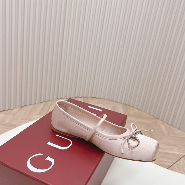 GG BALLET FLAT PASTEL PINK SILK