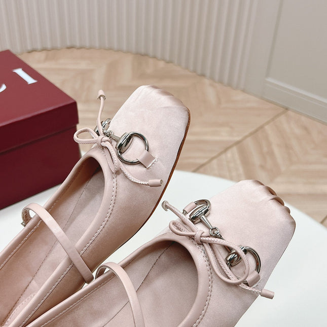 GG BALLET FLAT PASTEL PINK SILK