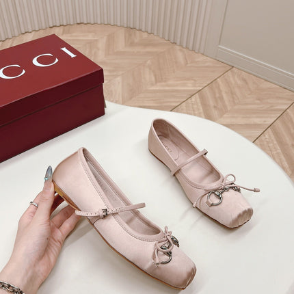 GG BALLET FLAT PASTEL PINK SILK