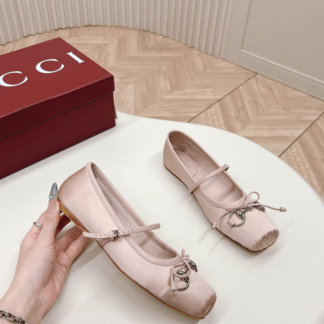 GG BALLET FLAT PASTEL PINK SILK