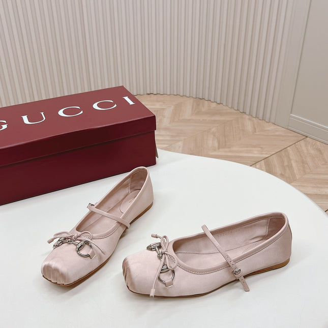 GG BALLET FLAT PASTEL PINK SILK