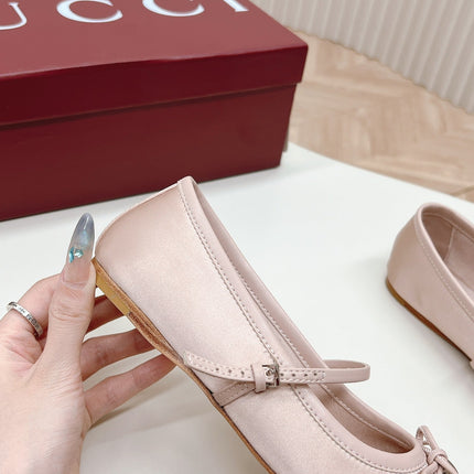 GG BALLET FLAT PASTEL PINK SILK