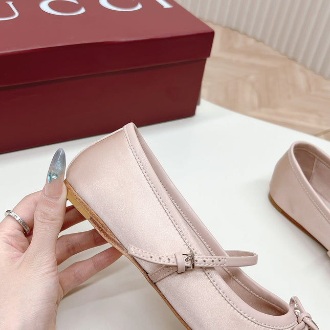 GG BALLET FLAT PASTEL PINK SILK