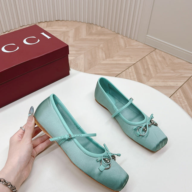 GG BALLET FLAT ARCTIC SILK