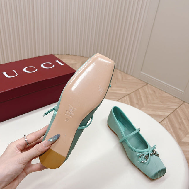 GG BALLET FLAT ARCTIC SILK