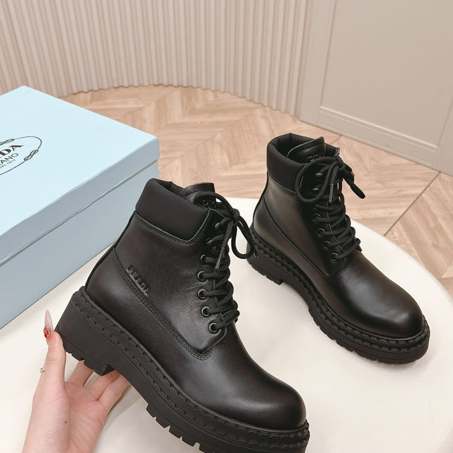 PRA LACE-UP BOOTS BLACK CALFSKIN