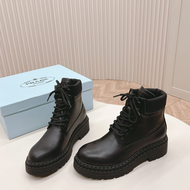 PRA LACE-UP BOOTS BLACK CALFSKIN
