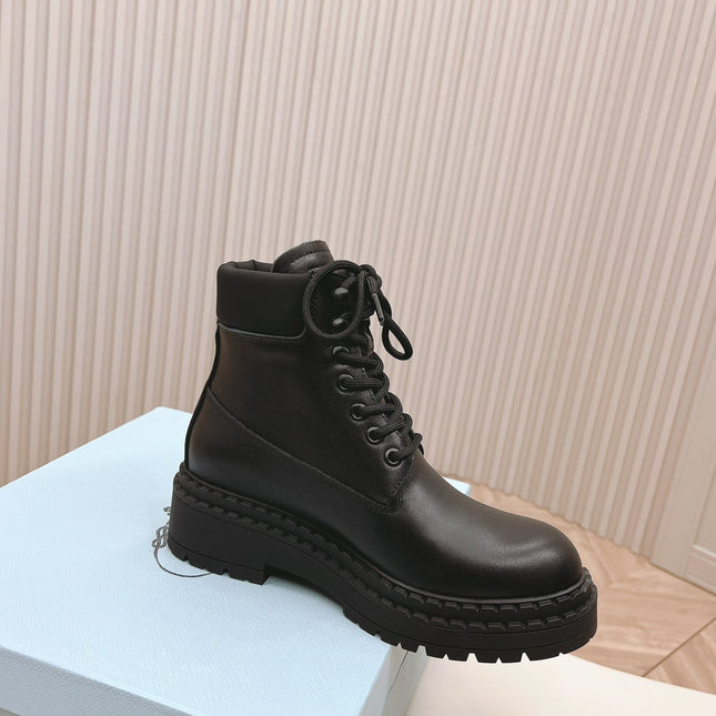 PRA LACE-UP BOOTS BLACK CALFSKIN