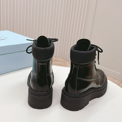 PRA LACE-UP BOOTS GLOSSY BLACK CALFSKIN