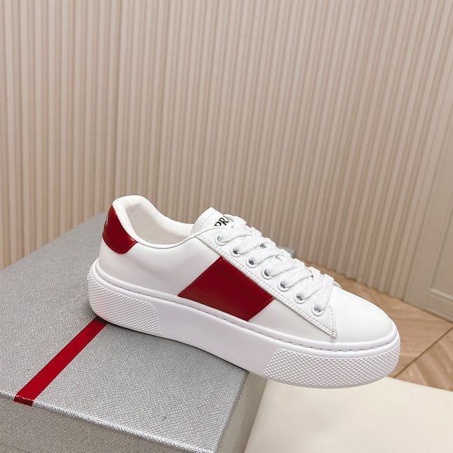 PRA LEATHER LOGO OUTLET SNEAKERS BLACK AND CHERRY CALFSKIN
