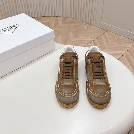 PRA FADED SUEDE SNEAKERS SEPIA AND WHITE