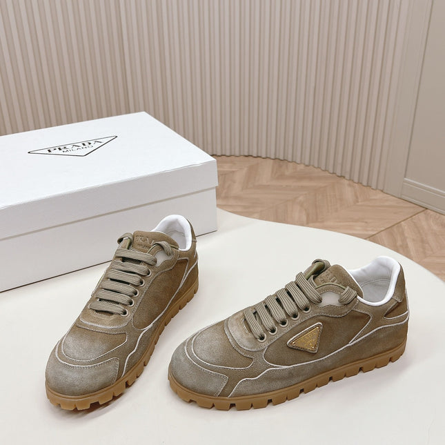 PRA FADED SUEDE SNEAKERS CARAMEL AND WHITE