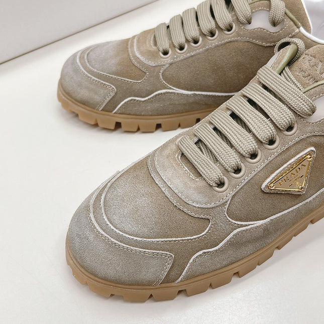 PRA FADED SUEDE SNEAKERS CARAMEL AND WHITE