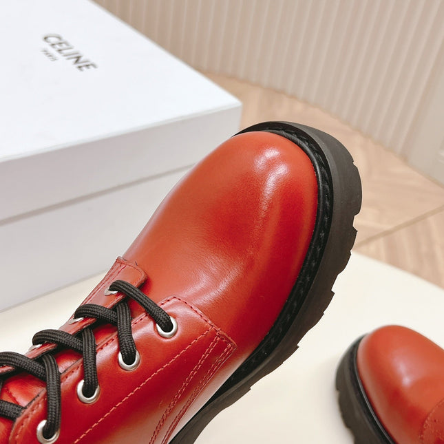 TRIOMPHE RANGERS MID LACE-UP BOOT IN CHERRY RED CALFSKIN