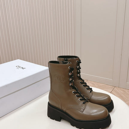 TRIOMPHE RANGERS MID LACE-UP BOOT IN CHOCOLATE BROWN CALFSKIN