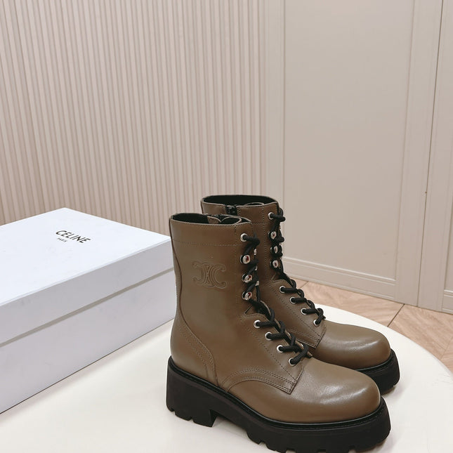 TRIOMPHE RANGERS MID LACE-UP BOOT IN CHOCOLATE BROWN CALFSKIN