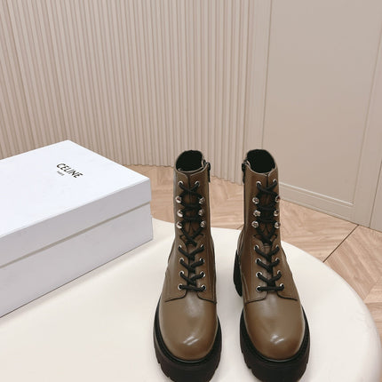 TRIOMPHE RANGERS MID LACE-UP BOOT IN CHOCOLATE BROWN CALFSKIN