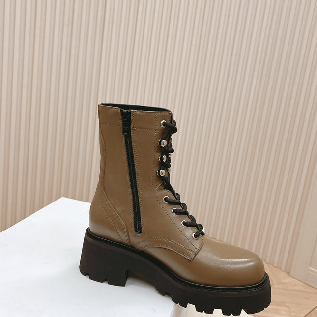 TRIOMPHE RANGERS MID LACE-UP BOOT IN CHOCOLATE BROWN CALFSKIN