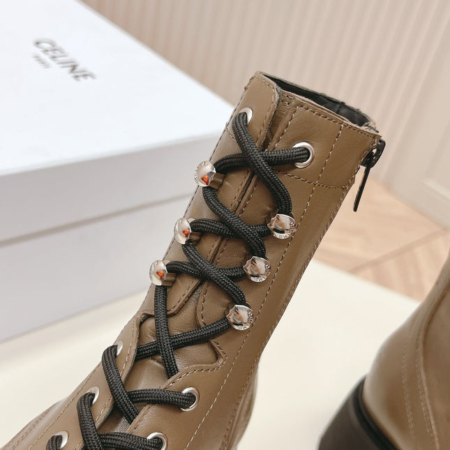 TRIOMPHE RANGERS MID LACE-UP BOOT IN CHOCOLATE BROWN CALFSKIN