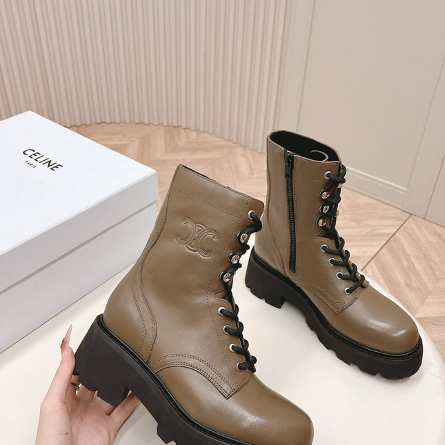 TRIOMPHE RANGERS MID LACE-UP BOOT IN CHOCOLATE BROWN CALFSKIN