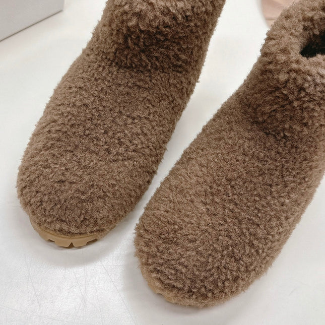 SNOW ANKLE BOOTS IN WOOD BROWN SHEARLING