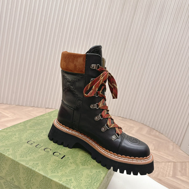 MARTIN ANKLE BOOTS IN BLACK EMBOSSED CALFSKIN MIX BROWN SUEDE