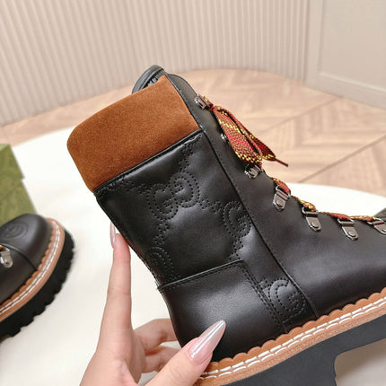 MARTIN ANKLE BOOTS IN BLACK EMBOSSED CALFSKIN MIX BROWN SUEDE