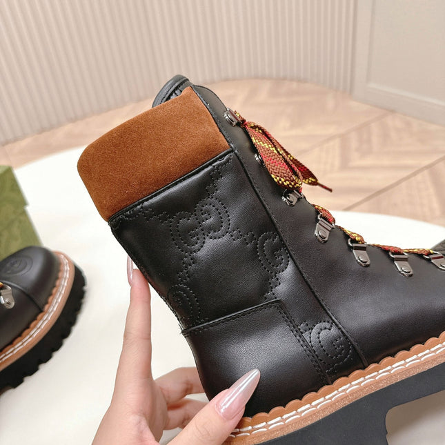 MARTIN ANKLE BOOTS IN BLACK EMBOSSED CALFSKIN MIX BROWN SUEDE