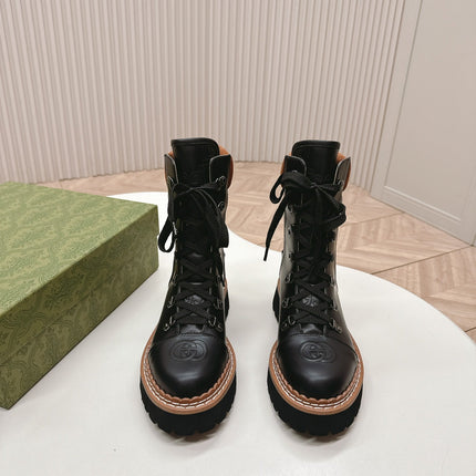 MARTIN LACE-UP ANKLE BOOTS IN BLACK EMBOSSED CALFSKIN MIX BROWN SUEDE