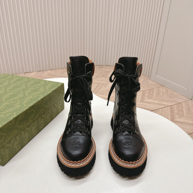 MARTIN LACE-UP ANKLE BOOTS IN BLACK EMBOSSED CALFSKIN MIX BROWN SUEDE