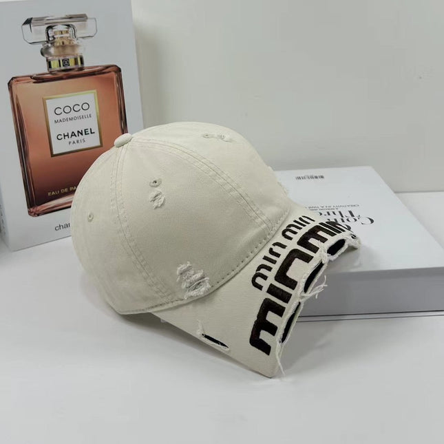 MM DISTRESSED EMBROIDERED BASEBALL CAP DENIM