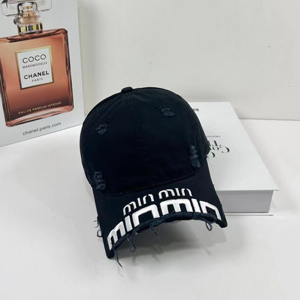 MM DISTRESSED EMBROIDERED BASEBALL CAP DENIM