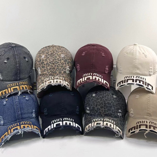 MM DISTRESSED EMBROIDERED BASEBALL CAP DENIM
