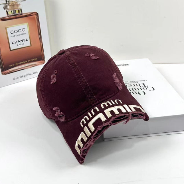 MM DISTRESSED EMBROIDERED BASEBALL CAP DENIM