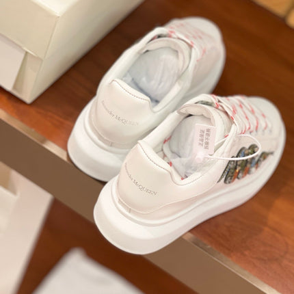 OVERSIZED SNEAKERS IN WHITE CALFSKIN EMBROIDERED CRYSTAL SNAKE