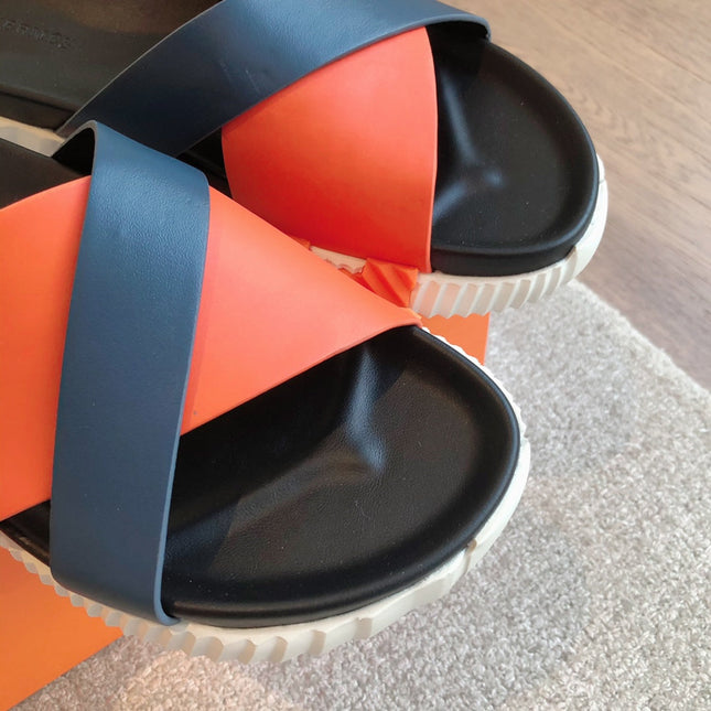 HM INFRA SANDAL BLACK AND ORANGE CALFSKIN