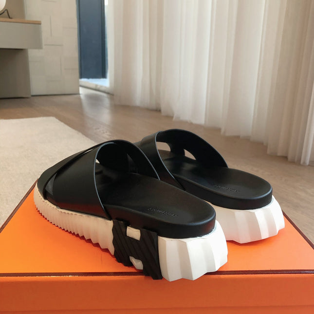 HM INFRA SANDAL BLACK AND WHITE CALFSKIN