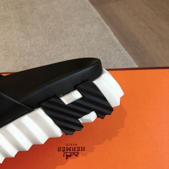 HM INFRA SANDAL BLACK AND WHITE CALFSKIN