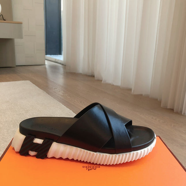HM INFRA SANDAL BLACK AND WHITE CALFSKIN