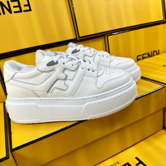 FENDI THICK-SOLDED SNEAKER IN WHITE LAMBSKIN