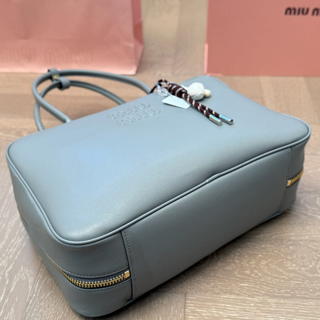 BEAU BAG 33 IN GRAY CALFSKIN WITH BASEBALL CHARM