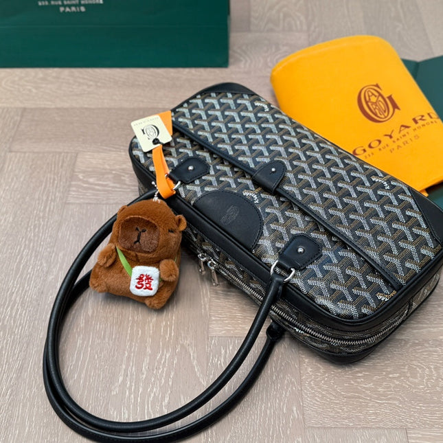 SAINT MARTIN BAG 34 IN BLACK GOYARDINE CANVAS AND CALFSKIN