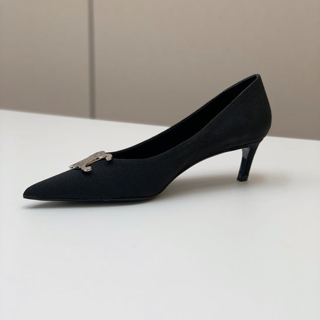 MEDIUM-HEELED 50MM PUMP IN BLACK SUEDE