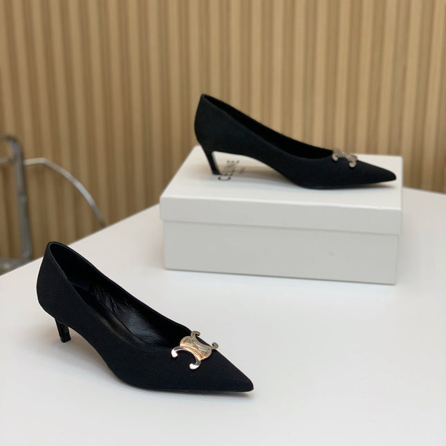 MEDIUM-HEELED 50MM PUMP IN BLACK SUEDE
