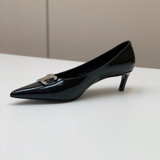 MEDIUM-HEELED 50MM PUMP IN BLACK CALFSKIN