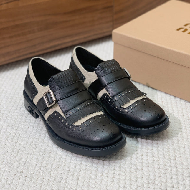 OXFORD SHOES BLACK MIX CREAM COWHIDE
