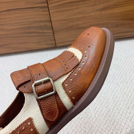 OXFORD SHOES WALNUT MIX CREAM COWHIDE