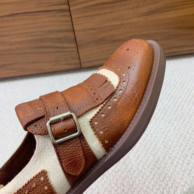 OXFORD SHOES WALNUT MIX CREAM COWHIDE