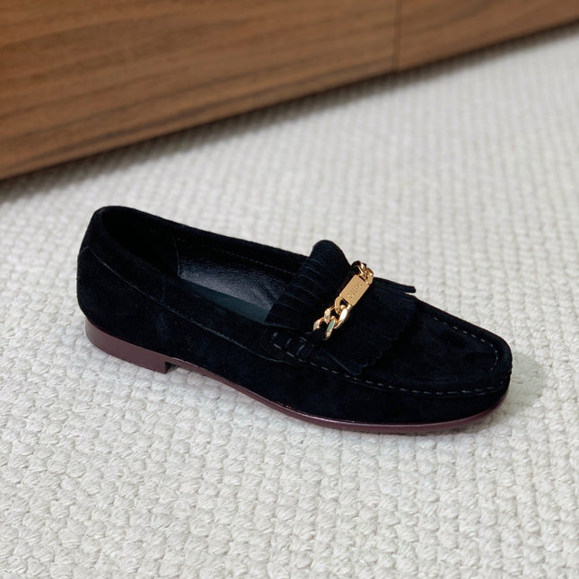 LUCO LOAFER WITH FRINGES IN BLACK SUEDE
